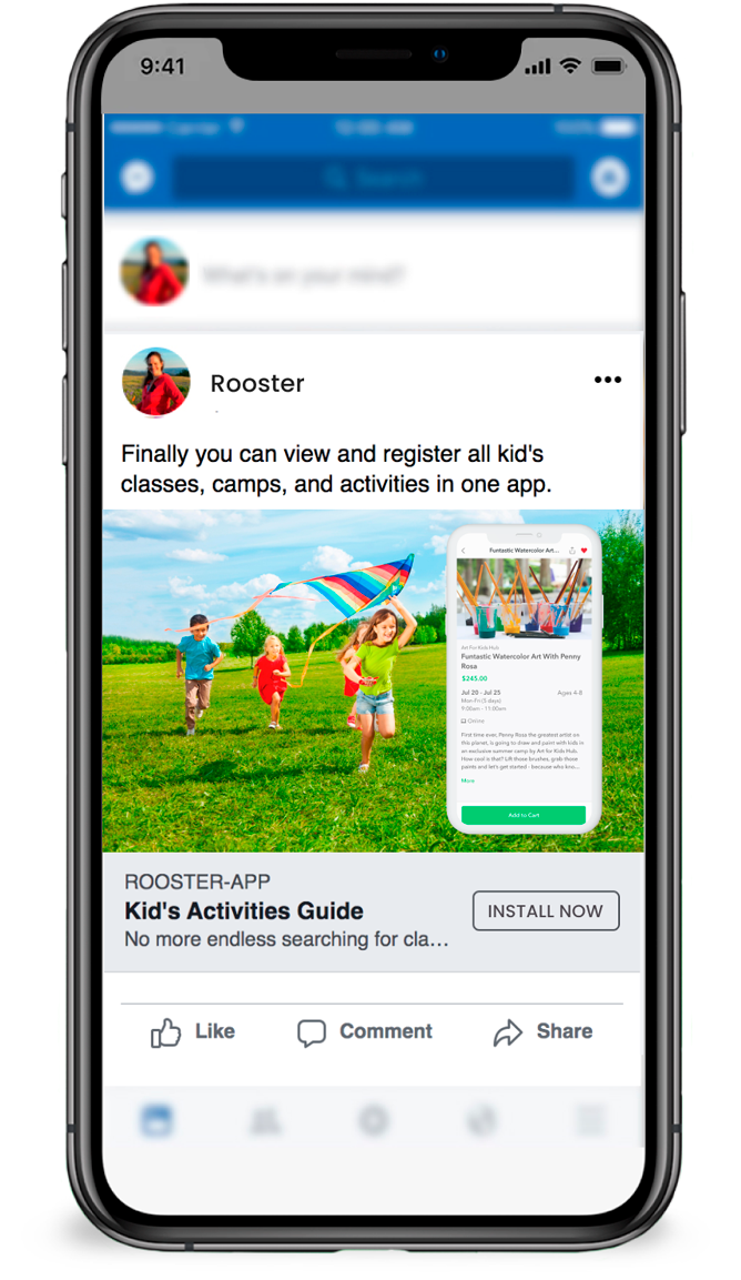 sharing kids activities in facebook
