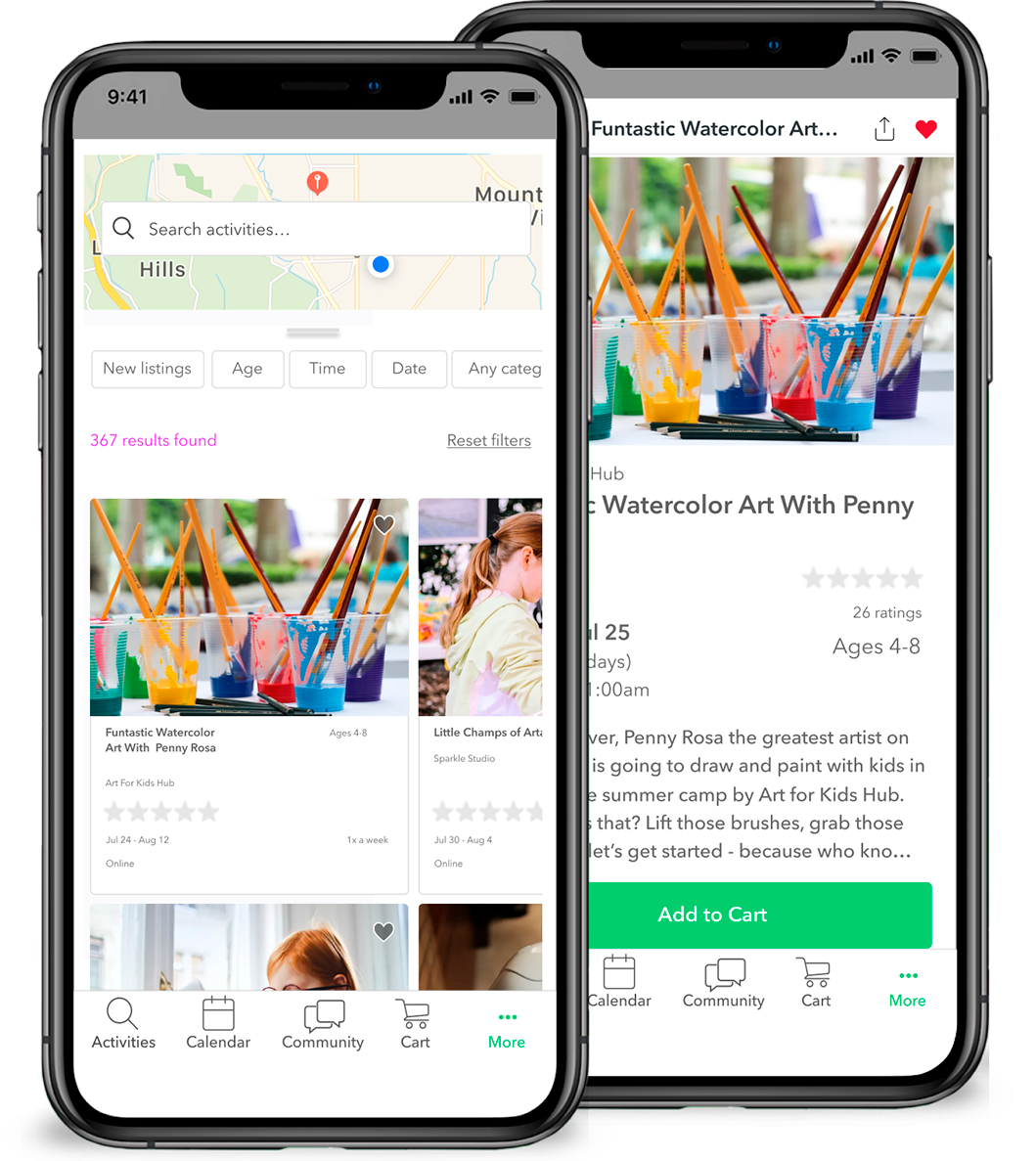 rooster app screenshot to search activities