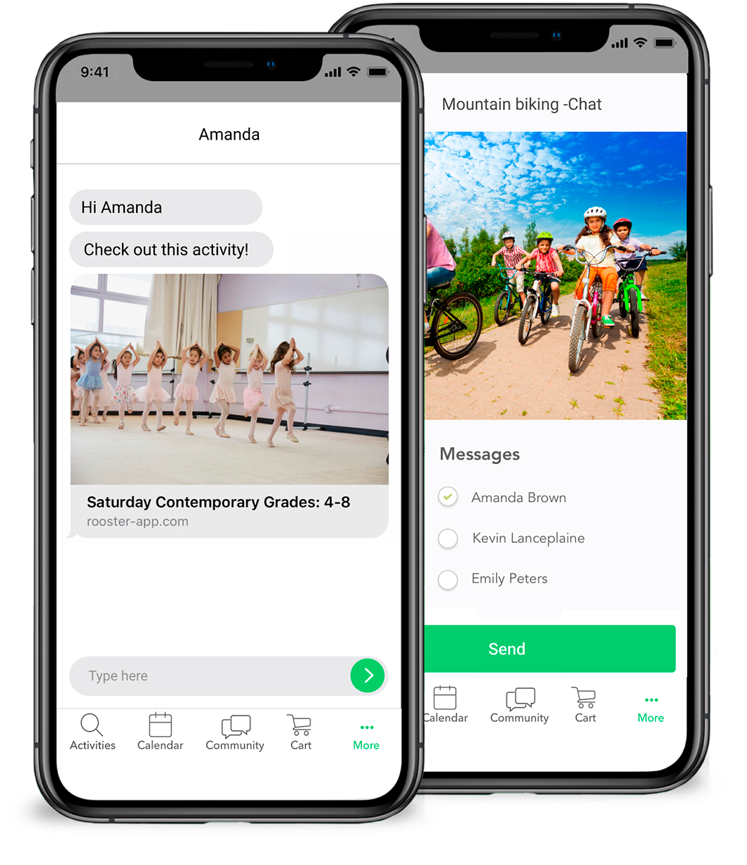 rooster app screenshot of kids activities